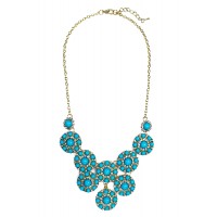 Turquoise Beaded Stone Bloom Statement Necklace